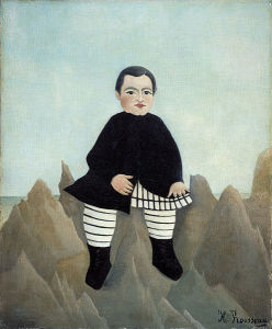 An early, less accomplished work by Henri Rousseau. 1895-7. "The Boy on the Rocks." Source: Wikimedia Commons