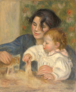 Click to Enlarge. Renoir:  Gabrielle Renard and infant son, Jean; 1895. Source: Wikimedia Commons