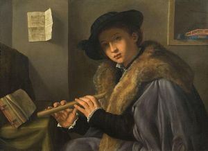 Another by Savoldo - and less fantastical: Gentleman with Flute. Source: Wikimedia Commons. Click to Enlarge.